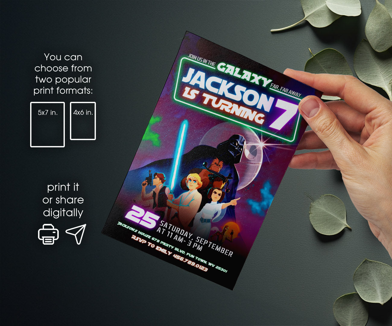 Star Wars Darth Vader customizable invitation template | Share or Print | boy | ED535