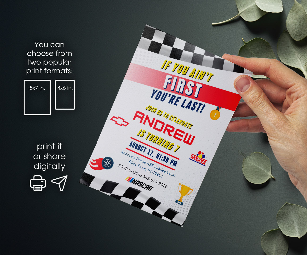 Nascar Ricky Bobby customizable invitation template | Share or Print | boy | EP405