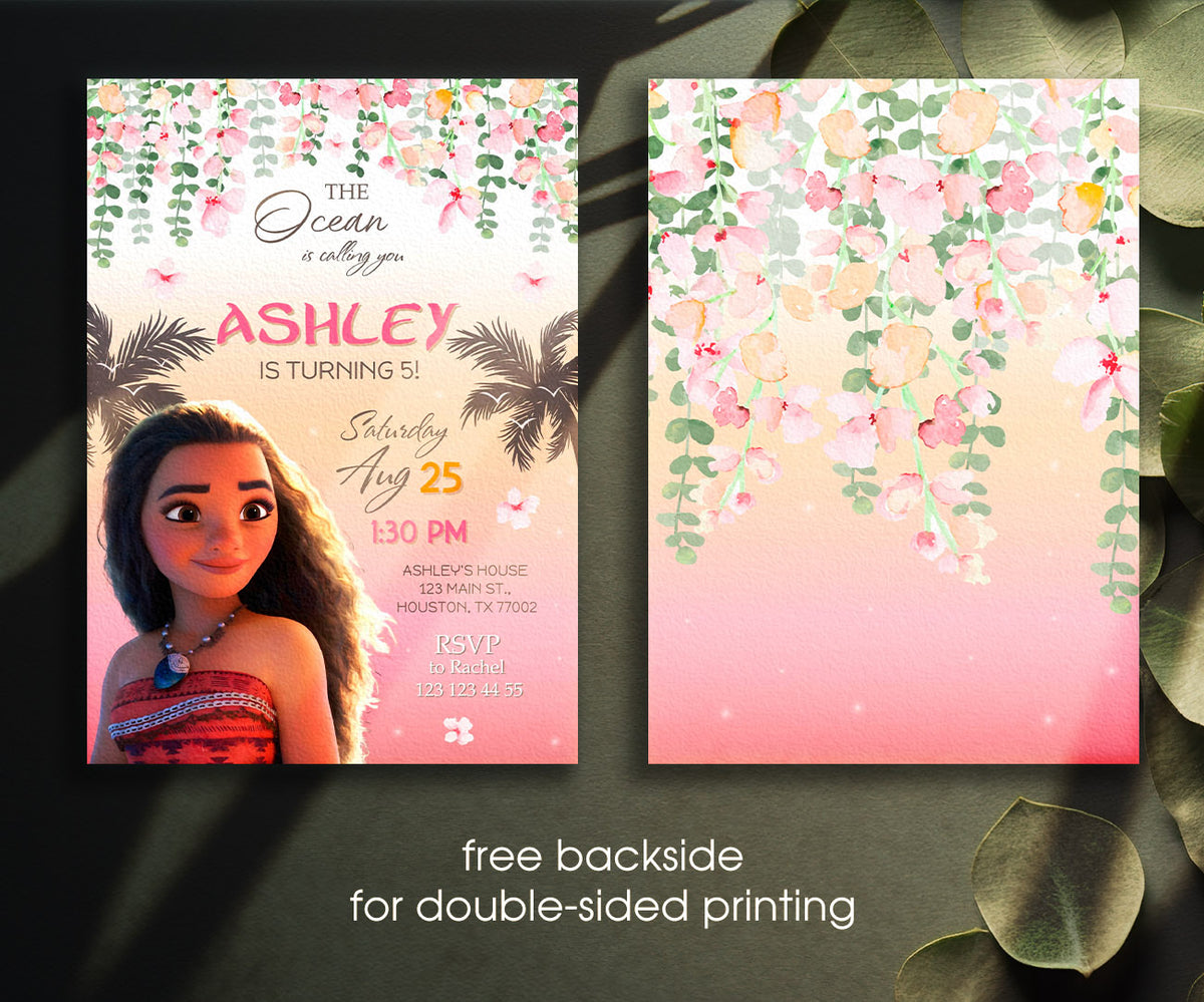 Moana Princess customizable invitation template | Share or Print | girl | YJ845