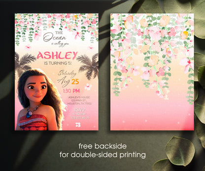 Moana Princess customizable invitation template | Share or Print | girl | YJ845