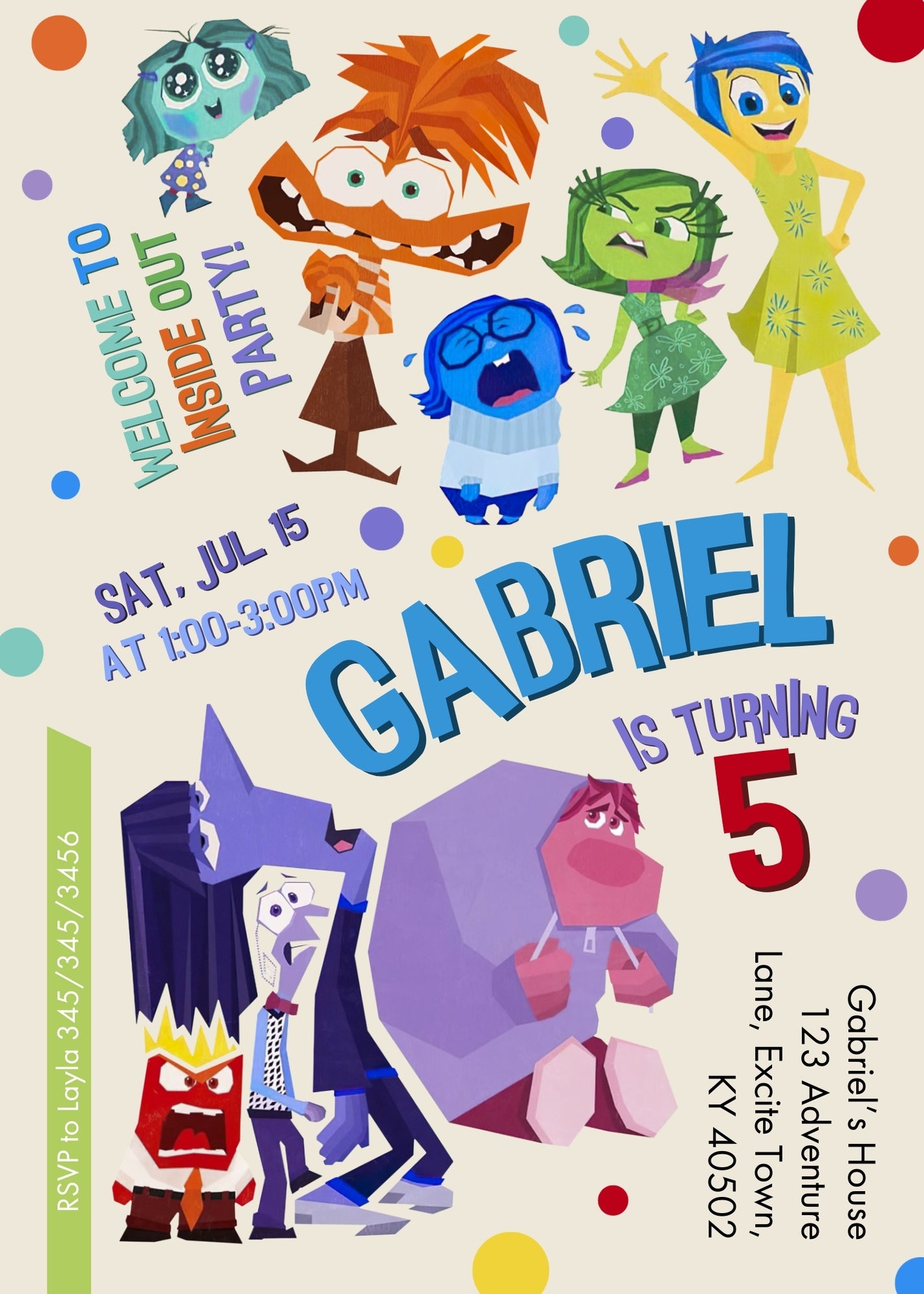 Inside Out 2 customizable invitation template | Share or Print | DT004
