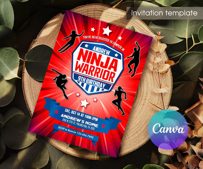 American Ninja Warrior customizable invitation template | Share or Print | ST229