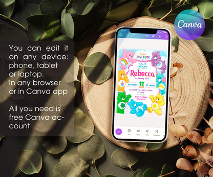 Care Bears customizable invitation template | Share or Print | EL511