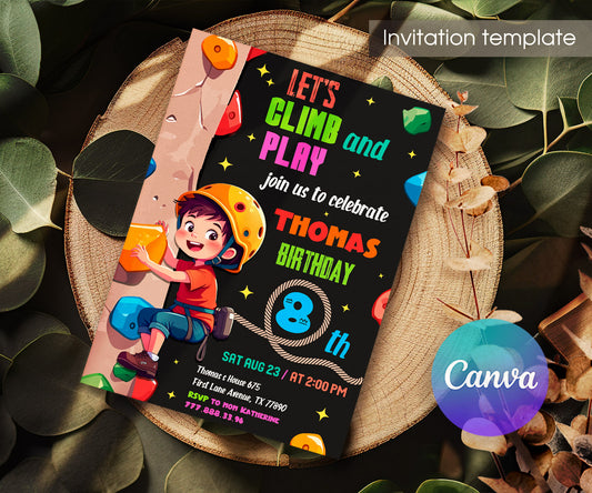 Rock Climbing customizable invitation template | Share or Print | CM884