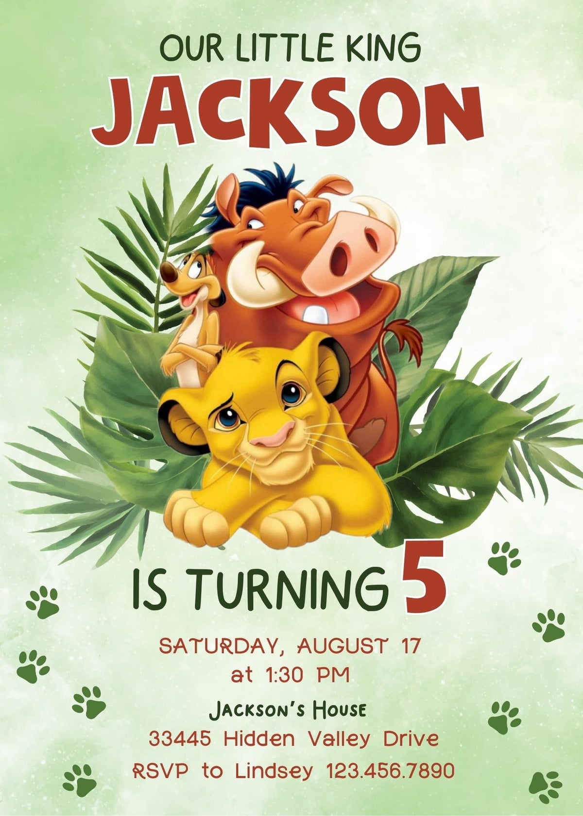 Lion King Simba customizable invitation template | Share or Print | LZ423