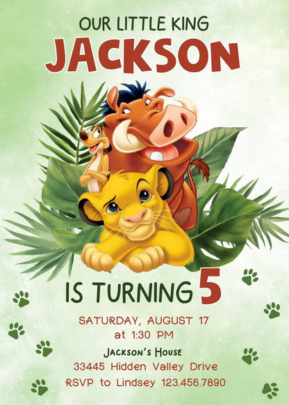 Lion King Simba customizable invitation template | Share or Print | LZ423