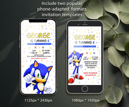 Sonic the Hedgehog customizable invitation template | Share or Print | RH576