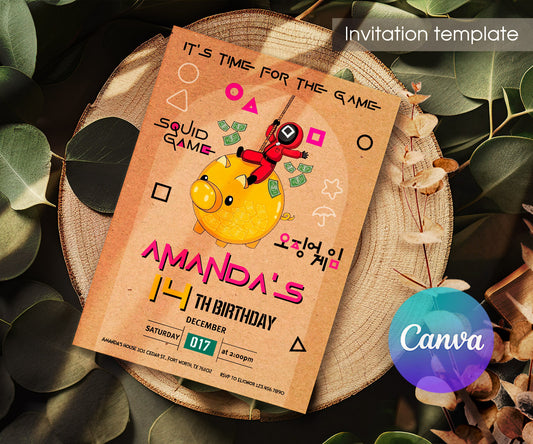 Squid Game customizable invitation template | Share or Print | HF822