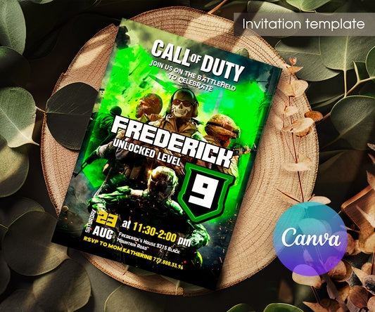 Call of Duty Gamer customizable invitation template | Share or Print | boy | HV810