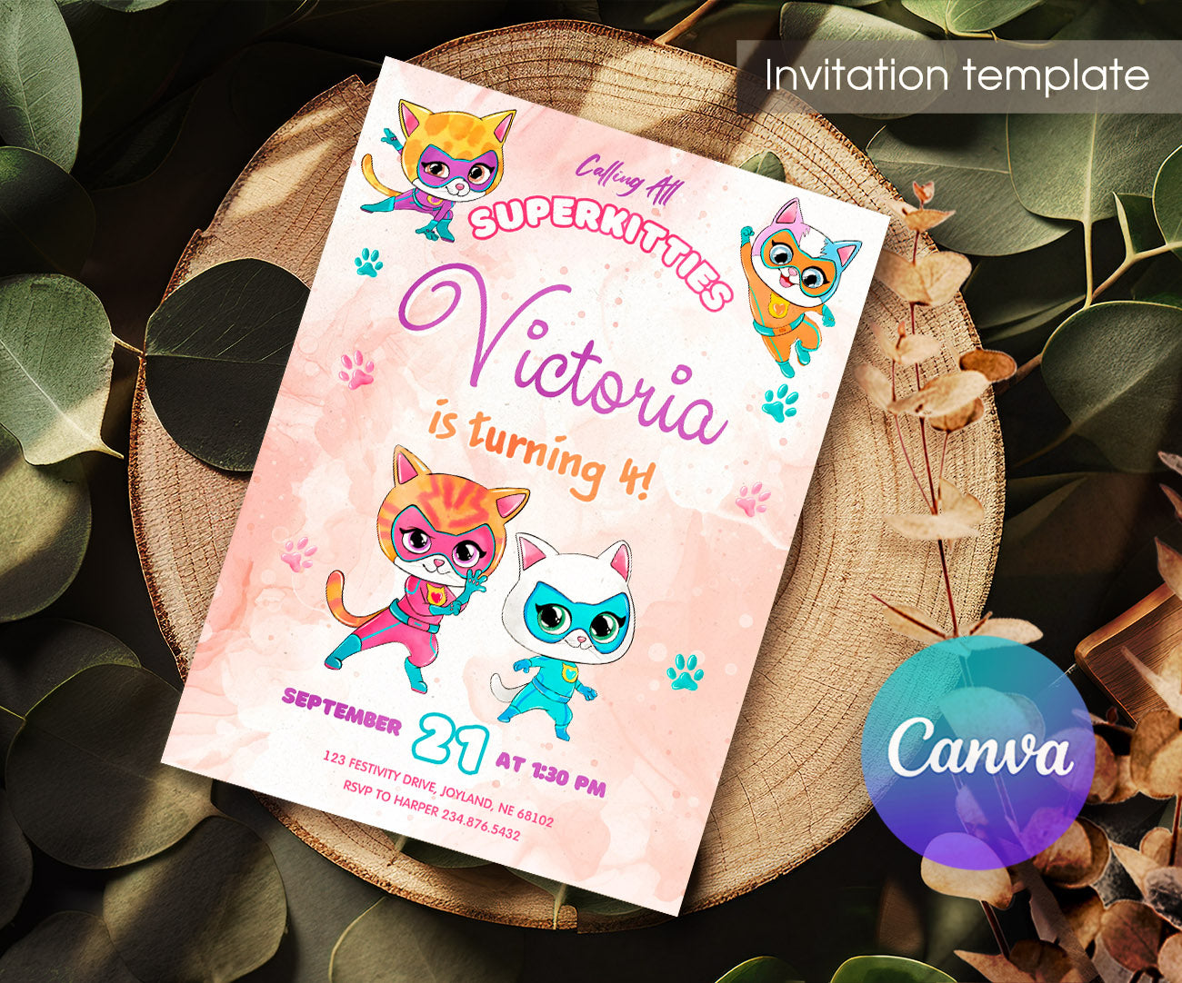 SuperKitties customizable invitation template | Share or Print | ZP604