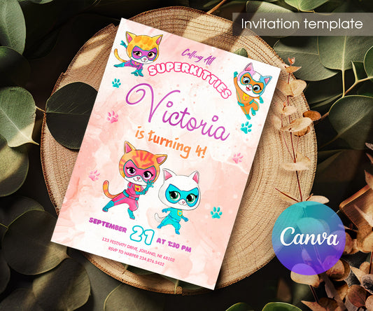 SuperKitties customizable invitation template | Share or Print | ZP604