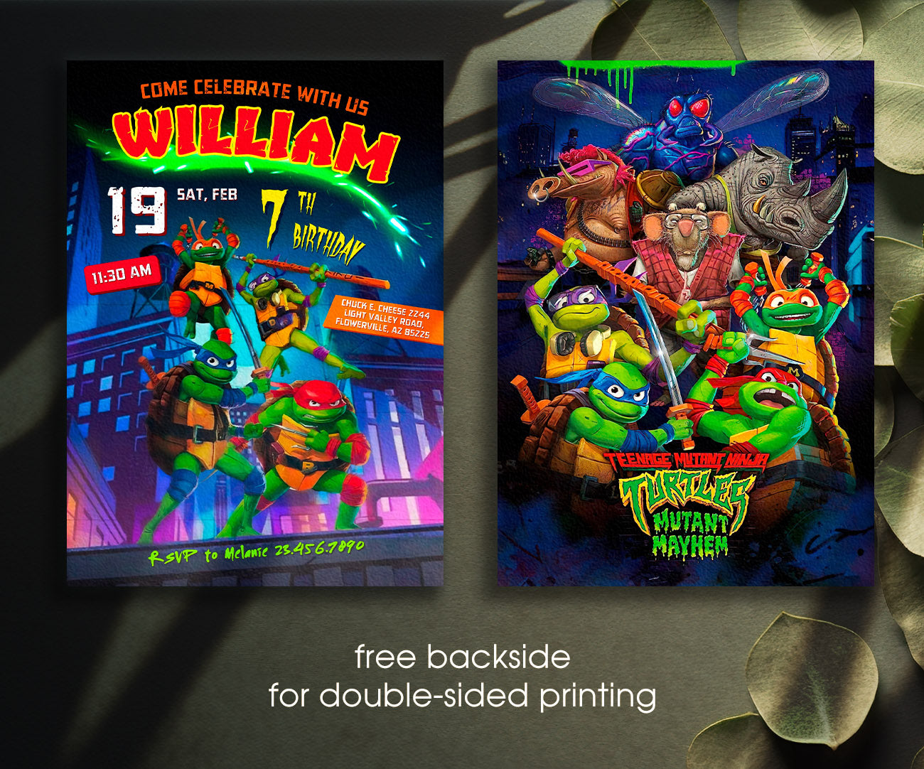 Teenage Mutant Ninja Turtles Mutant Mayhem customizable invitation template | Share or Print | boy | UJ597