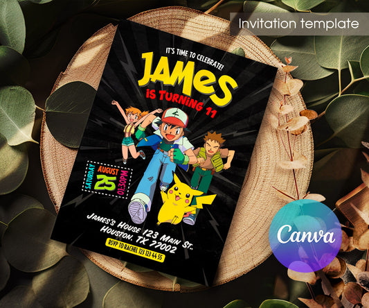 Pokemon Pikachu customizable invitation template | Share or Print | DM929