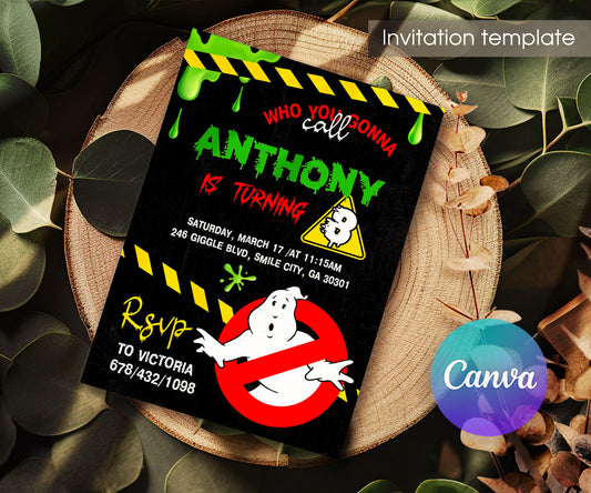 Ghostbusters customizable invitation template | Share or Print | QH768