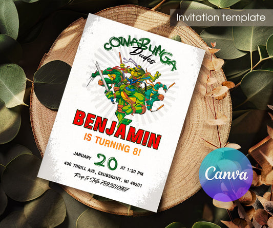 Teenage Mutant Ninja Turtles customizable invitation template | Share or Print | boy | IQ975