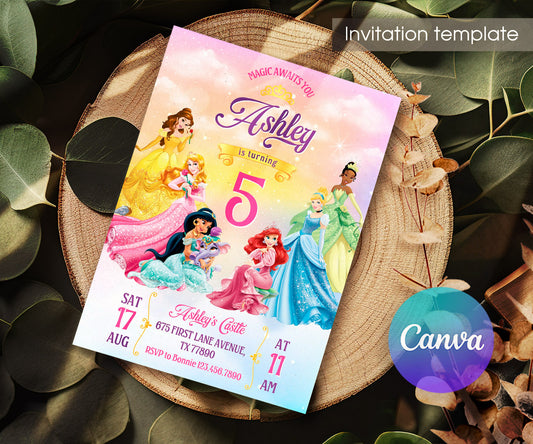 Disney Princess customizable invitation template | Share or Print | girl | VU861