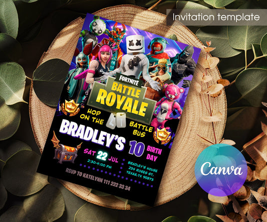 Fortnite Gamer customizable invitation template | Share or Print | boy | HK300