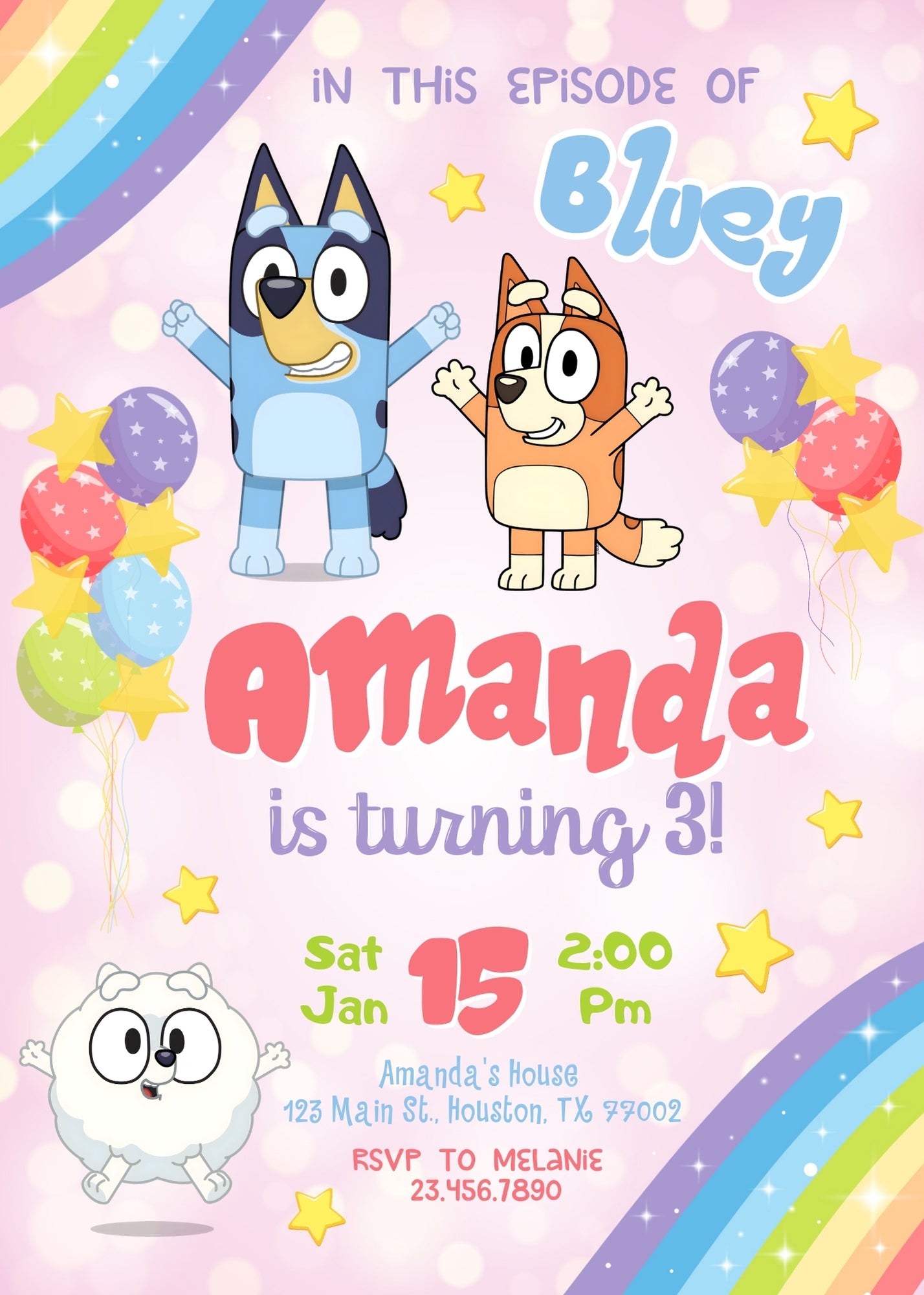Bluey Bingo customizable invitation template | Share or Print | FK686