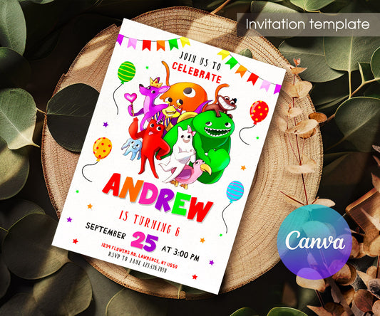 Garten of Banban Gamer customizable invitation template | Share or Print | BV920