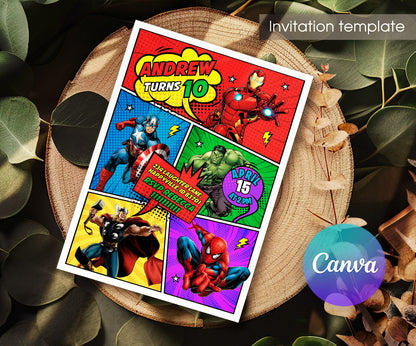 Avengers Marvel Superhero customizable invitation template | Share or Print | boy | TR176