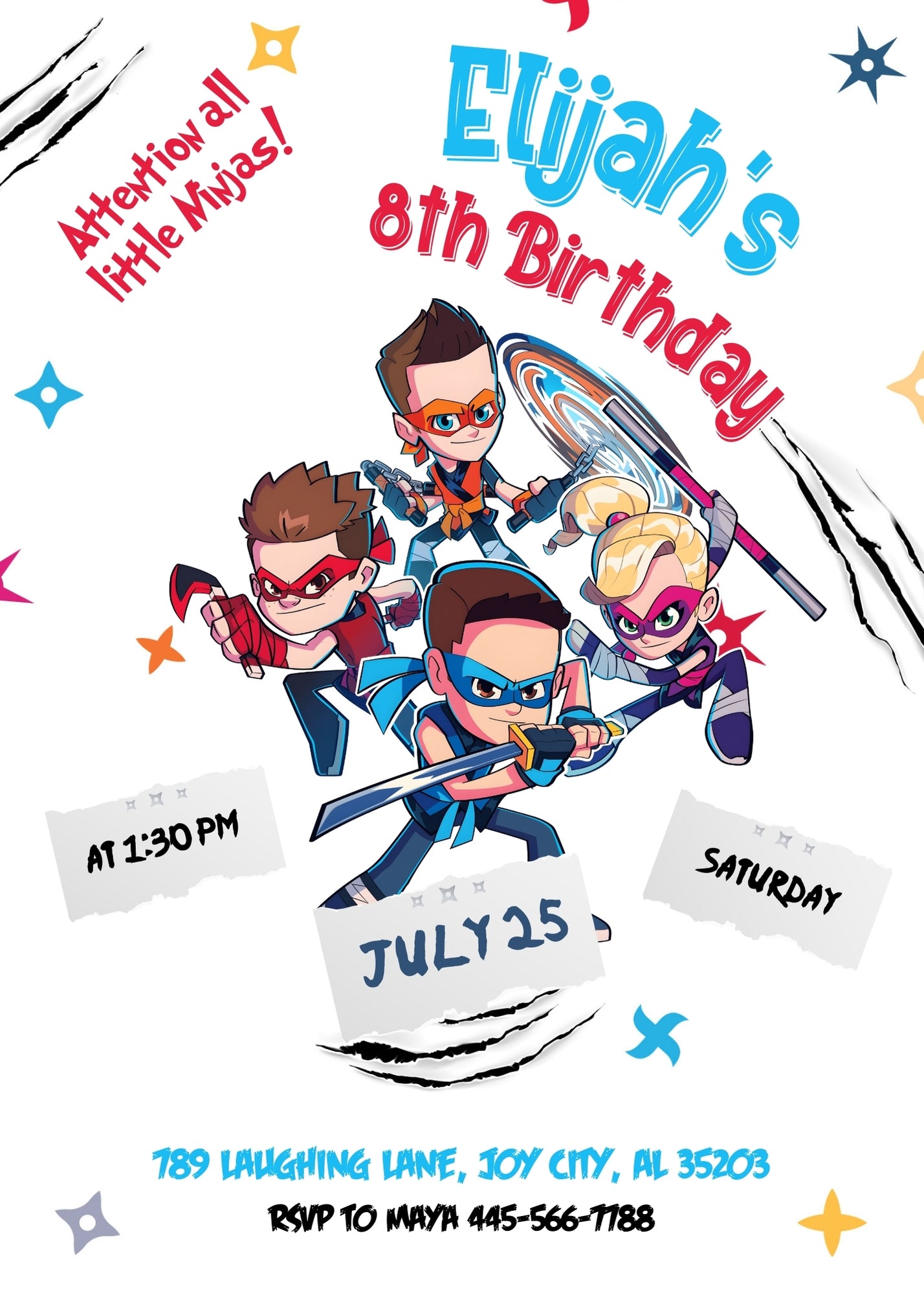 Ninja Kidz TV customizable invitation template | Share or Print | FE438