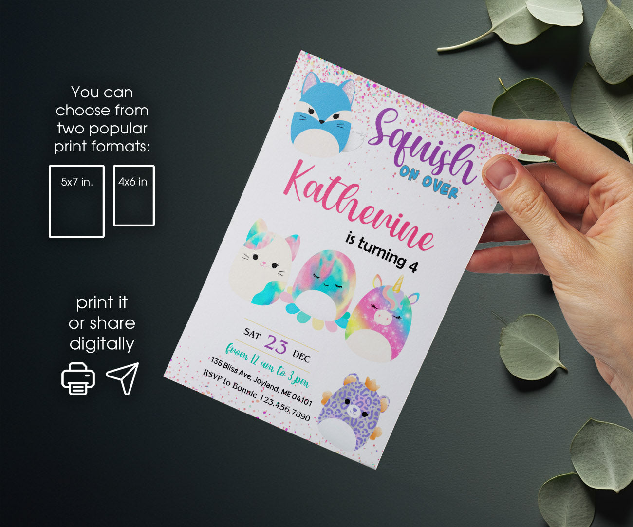 Squishmallows customizable invitation template | Share or Print | FZ858