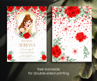 Belle Beauty And The Beast customizable invitation template | Share or Print | girl | PJ247