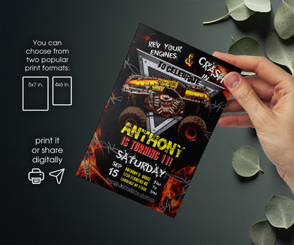 Max-D Monster Jam Truck customizable invitation template | Share or Print | boy | JU217