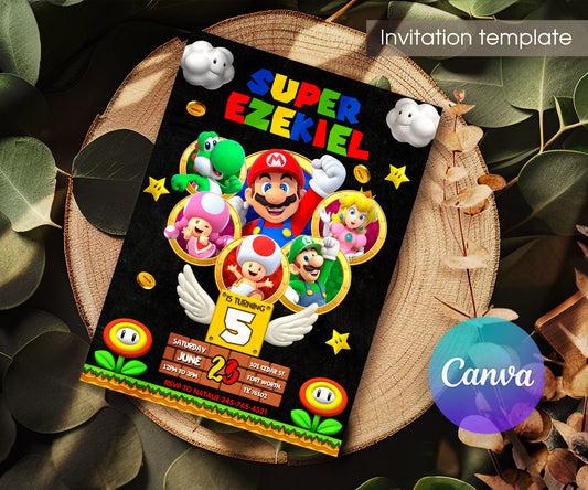 Super Mario Bros customizable invitation template | Share or Print | OW811