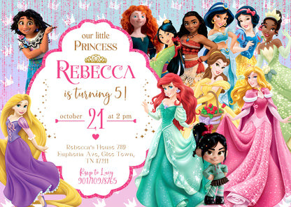 Disney Princess customizable invitation template | Share or Print | girl | MN834