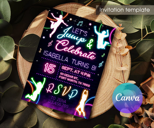 Trampoline Jump Party customizable invitation template | Share or Print | AW948