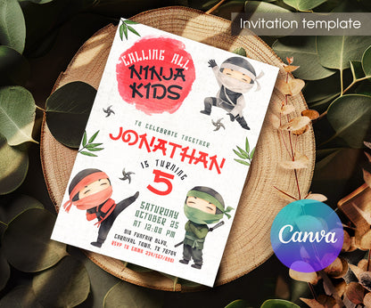 Ninja Kidz TV customizable invitation template | Share or Print | DV938
