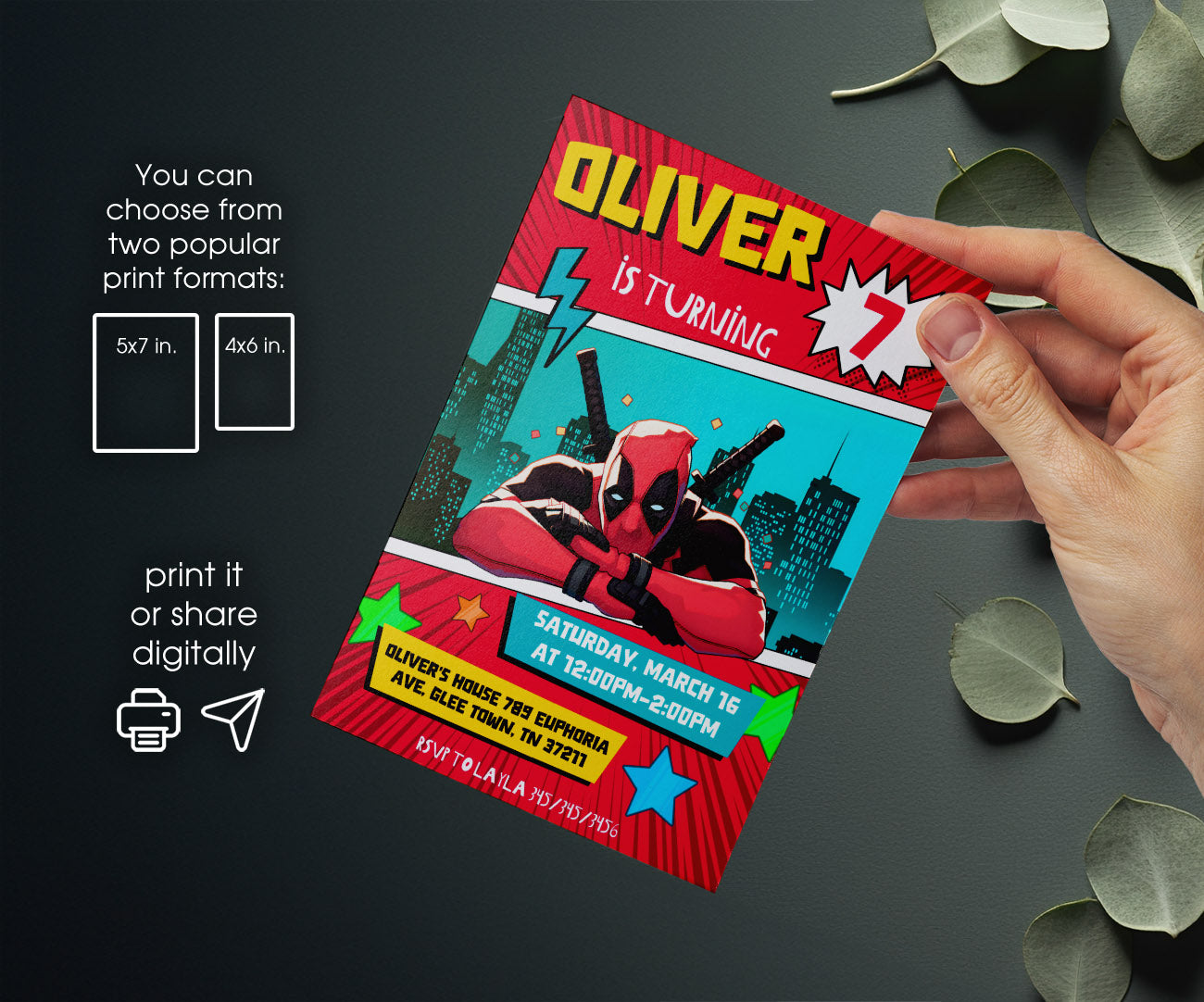 Deadpool Marvel customizable invitation template | Share or Print | boy | ZZ514