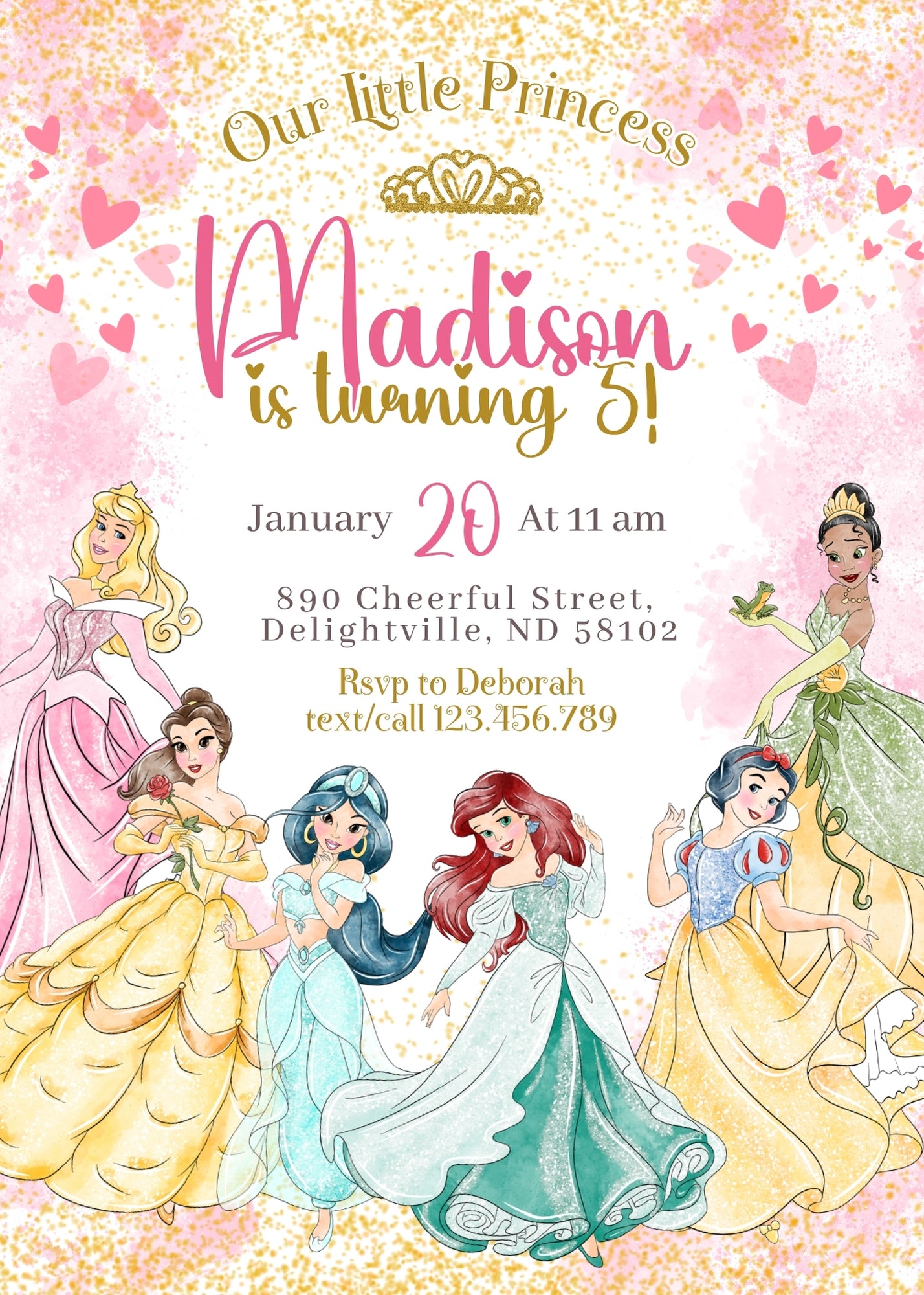 Disney Princess customizable invitation template | Share or Print | girl | PL151