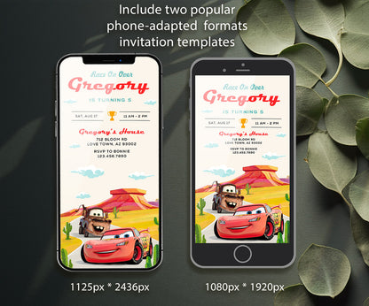 Cars Lightning McQueen customizable invitation template | Share or Print | boy | JN582