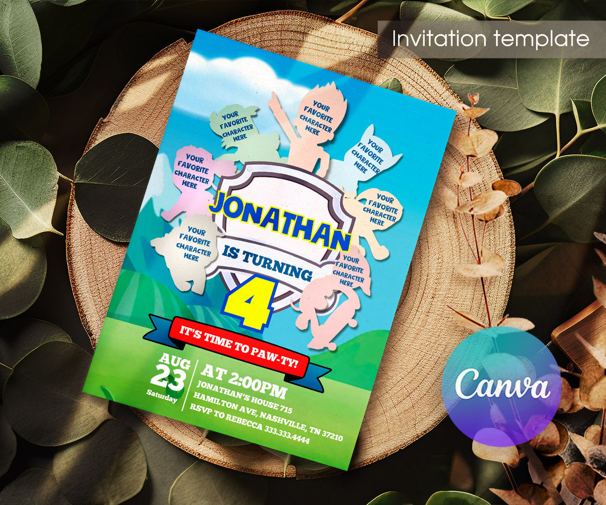 PAW Patrol customizable invitation template | Share or Print | WF299
