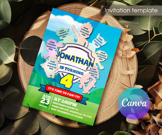 PAW Patrol customizable invitation template | Share or Print | WF299