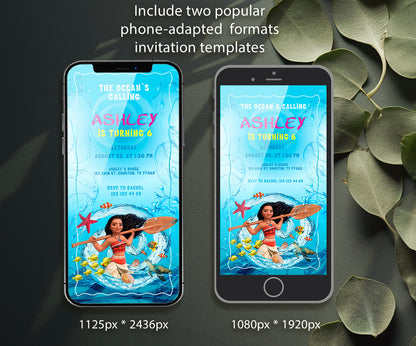 Moana Princess customizable invitation template | Share or Print | girl | AI297