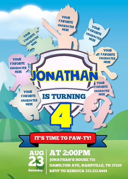 PAW Patrol customizable invitation template | Share or Print | WF299