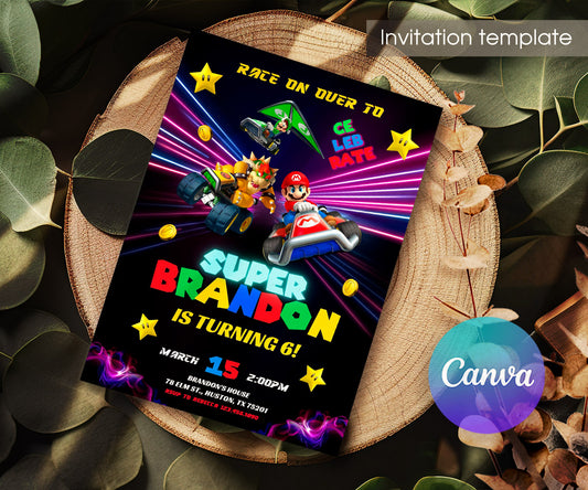 Super Mario Bros customizable invitation template | Share or Print | TO692