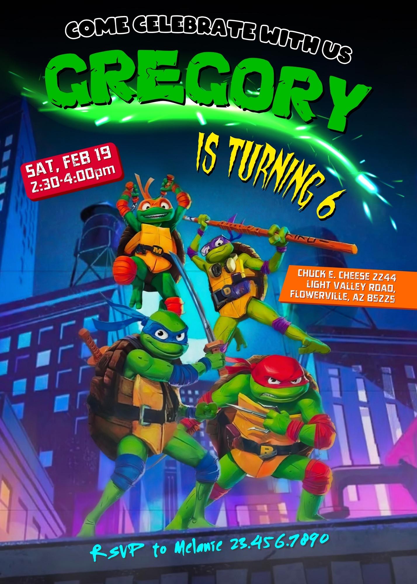 Teenage Mutant Ninja Turtles Mutant Mayhem customizable invitation template | Share or Print | boy | XV996