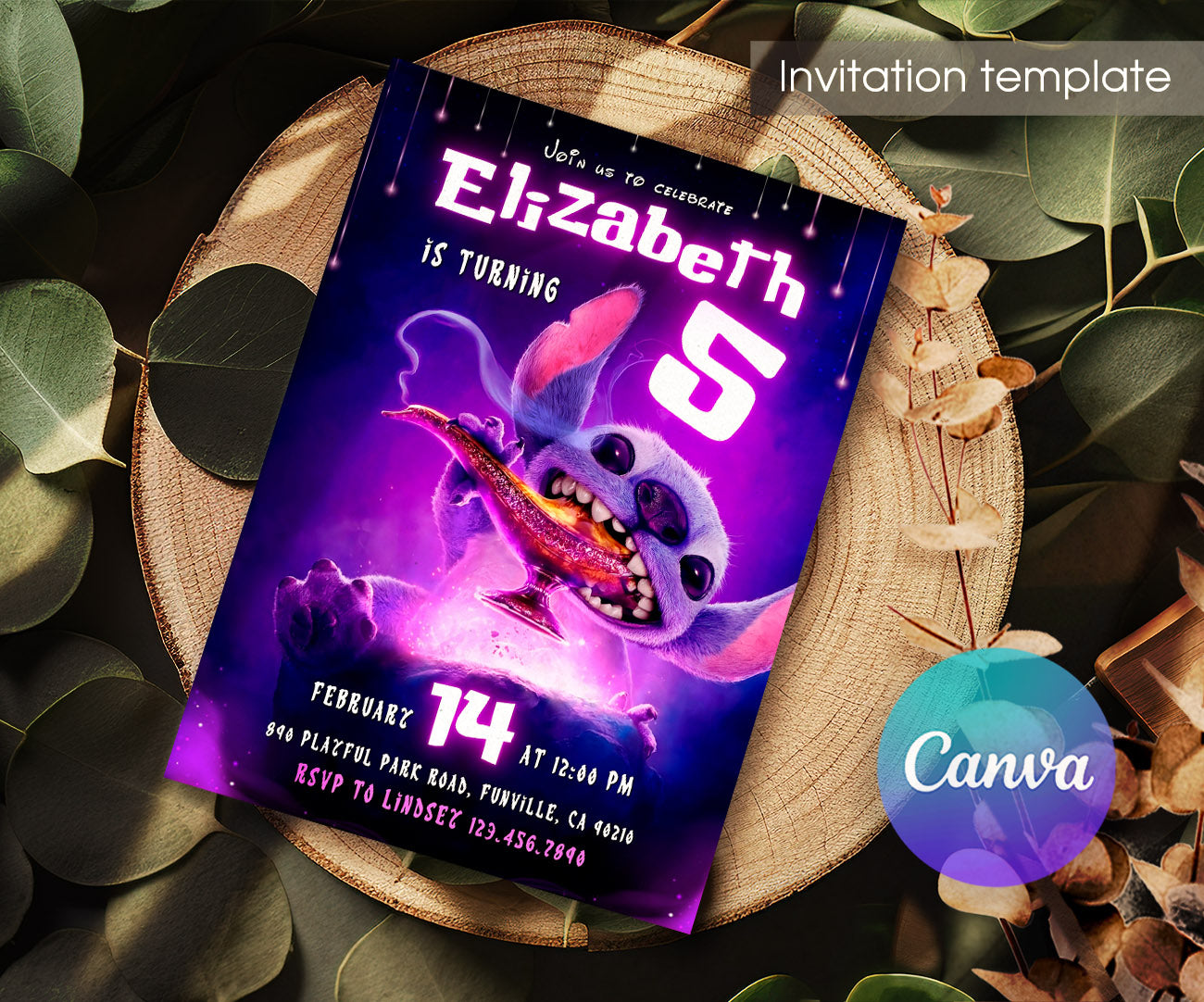 Lilo & Stitch Aloha customizable invitation template | Share or Print | ZV794