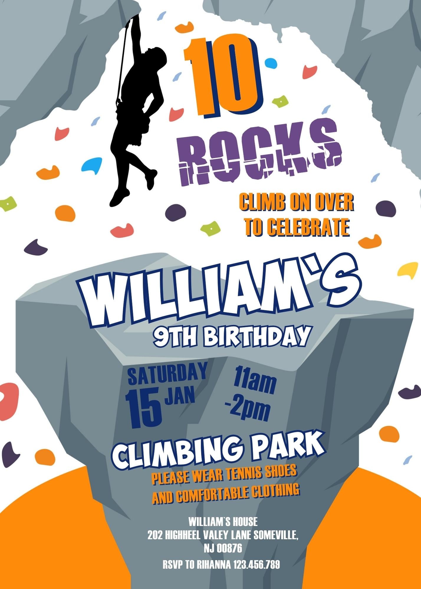 Rock Climbing customizable invitation template | Share or Print | LM693