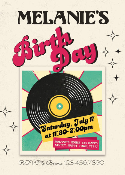 Disco Party 80th 90th customizable invitation template | Share or Print | BF598