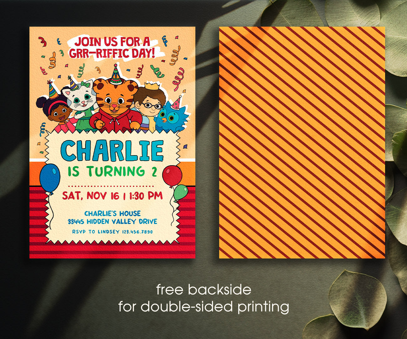 Daniel Tiger's Neighborhood customizable invitation template | Share or Print | RV628