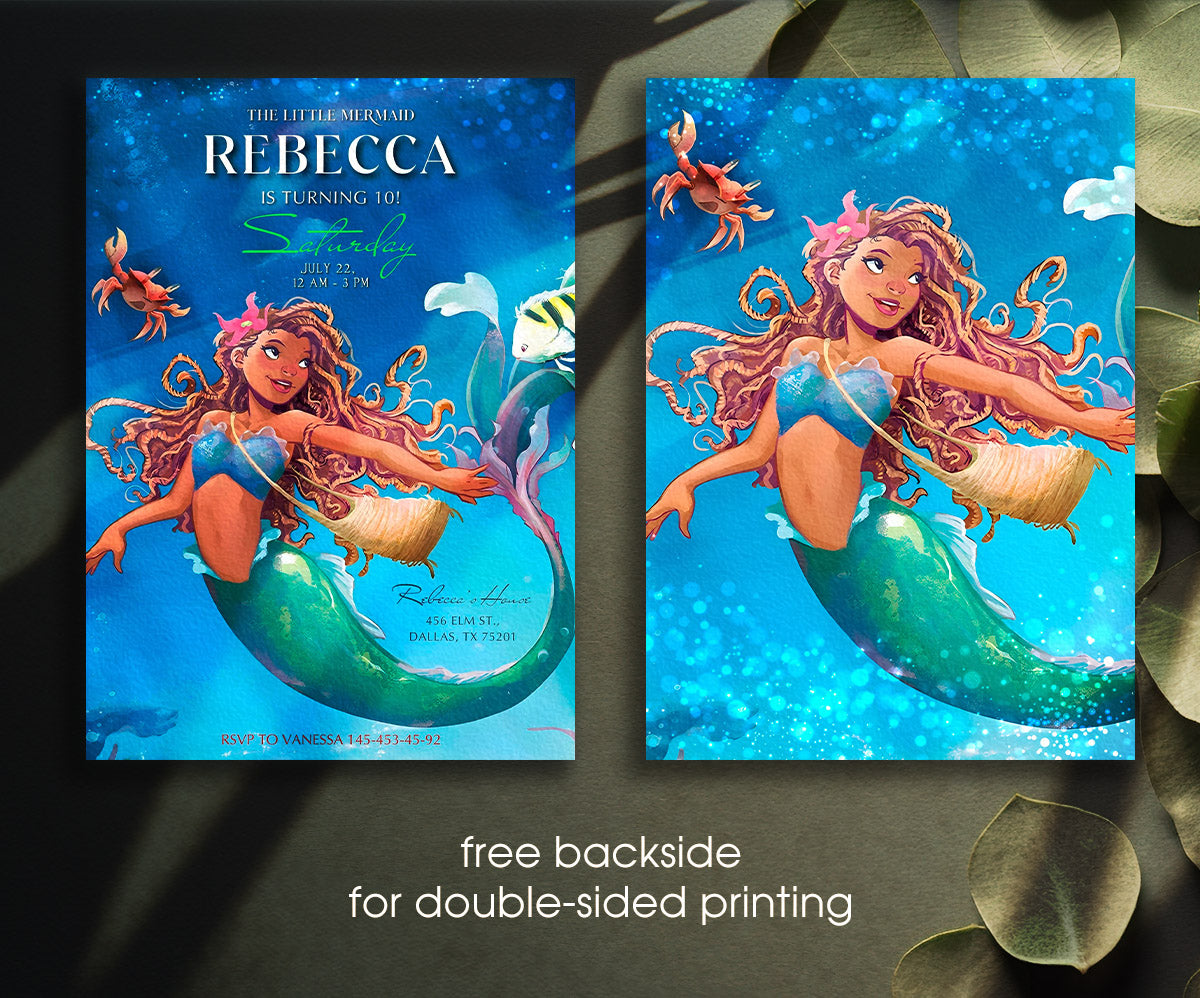 The Little Mermaid Ariel customizable invitation template | Share or Print | girl | EJ693
