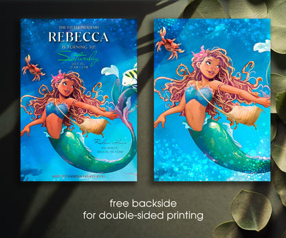 The Little Mermaid Ariel customizable invitation template | Share or Print | girl | EJ693