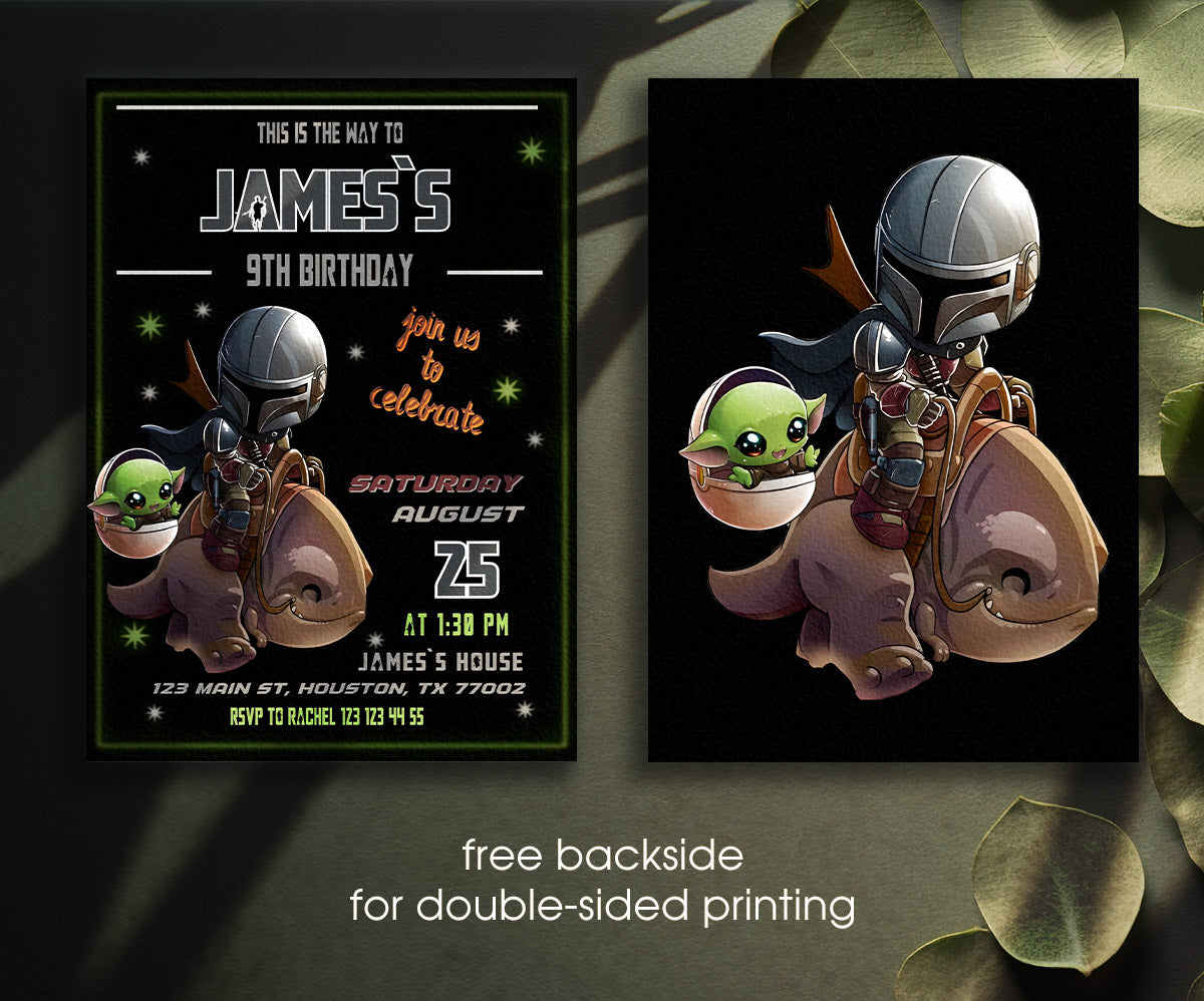 The Mandalorian Star Wars Grogu customizable invitation template | Share or Print | boy | BQ057