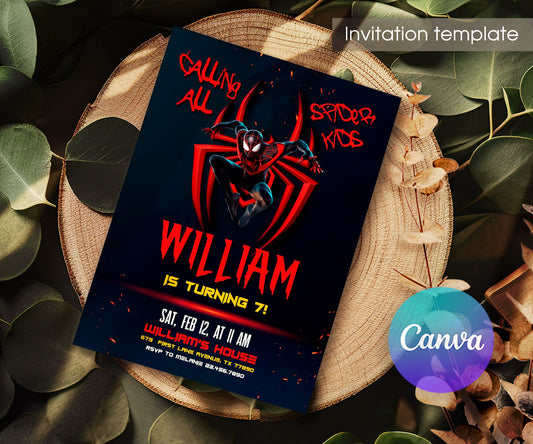 Spiderman Marvel Superhero customizable invitation template | Share or Print | boy | ET413