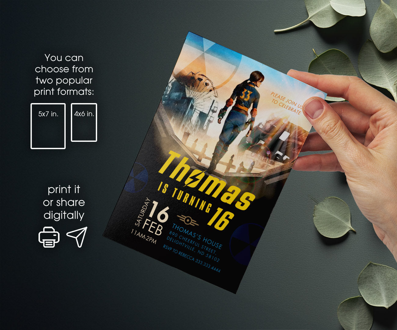 Fallout Pipboy customizable invitation template | Share or Print | CO258